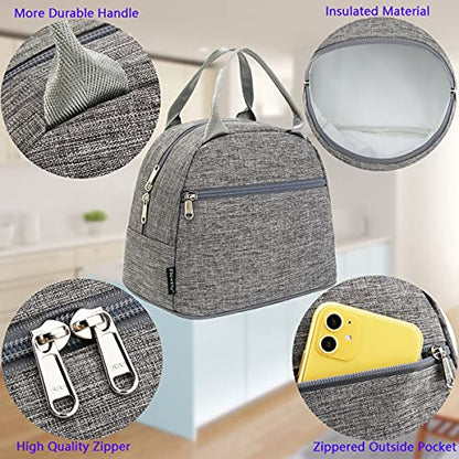 FlowFly Insulated Lunch Cooler Bag - Tote Bag Organizer for Women/Men, Heather Grey - color: Gray