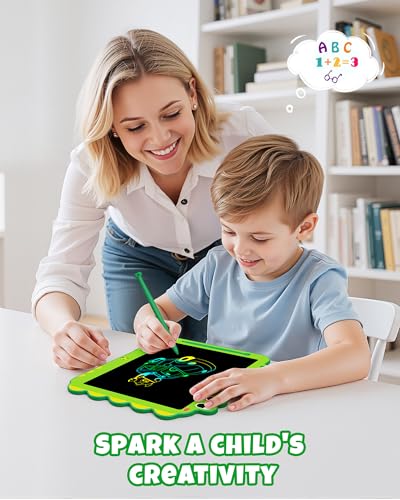 ORSEN 12 Inch LCD Doodle Board Tablet Toy - Green Dinosaur Drawing Pad for Kids 3-6 Years Old - Christmas and Birthday Gifts - color: 12inch-green