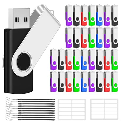 8GB USB Flash Drives Bulk 50 Pack, AreTop USB 2.0 Thumb Drive Bulk | Swivel 8GB USB Storage with 50 Pcs Lanyards and Labels, Memory Stick Indicator Design for Data Transfer and Backup - size: 8GB, style: 50PCS