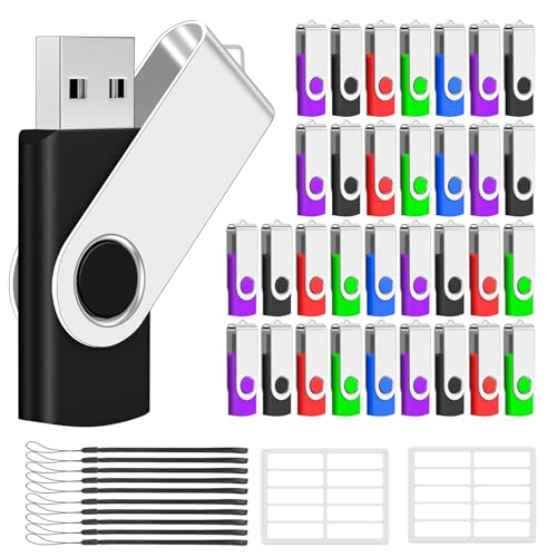 4GB USB Flash Drives Bulk 50 Pack, AreTop USB 2.0 Thumb Drive Bulk | Swivel 4GB USB Storage with 50 Pcs Lanyards and Labels, Memory Stick Indicator Design for Data Transfer and Backup - size: 4GB, style: 50PCS