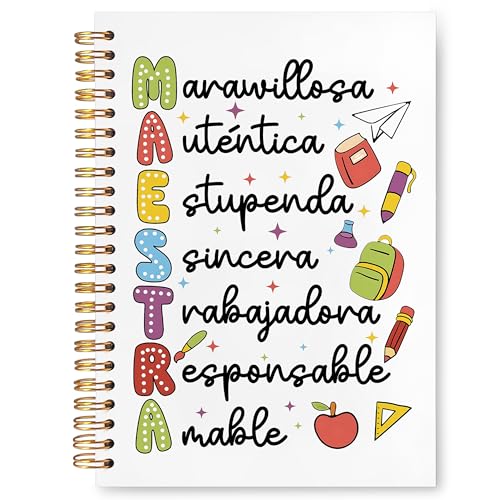 Spanish Teacher Maestra Appreciation Gifts Spiral Notebook 5.5 x 8.3 for Work Study, Regalos Para Maestras Mujeres, Spanish Educator Hardcover Notebook Journal for Women - color: Spanish Teacher Maestra