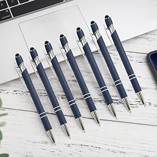 PASISIBICK 12 Pieces Blue Ballpoint Pen with Stylus Tip, 2 in 1 Stylus Stylish Pen, Premium Metal Stylus Pen for Touch Screens, Black Ink, 1.0 mm Medium Point.(12 PCS Blue) - color: 12 Pcs Blue Stylus Pens