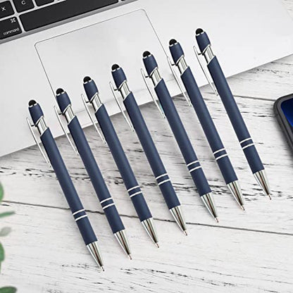 PASISIBICK 12 Pieces Blue Ballpoint Pen with Stylus Tip, 2 in 1 Stylus Stylish Pen, Premium Metal Stylus Pen for Touch Screens, Black Ink, 1.0 mm Medium Point.(12 PCS Blue) - color: 12 Pcs Blue Stylus Pens