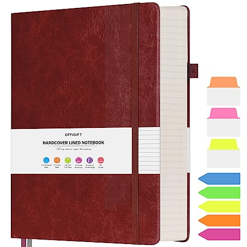 College Ruled Notebook 8.5" x 11", 312 Numbered Pages Lined Leather Journal | Extra-Thick with 2X Writing Space, 100gsm No Bleed Paper, Hardcover, Lay-Flat, for Work, School, Meeting Notes & Journaling - color: Burgundy, size: A4