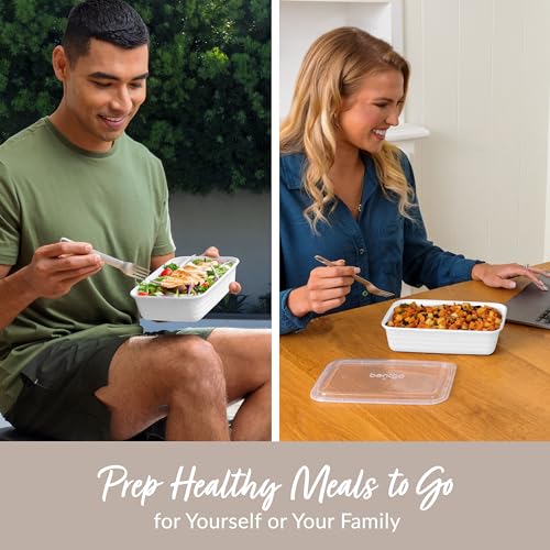 Bentgo Prep 60-Piece Meal Prep Kit - Reusable PFAS & BPA-Free Food Containers, 1-Compartment, 2-Compartment, & 3-Compartments - Microwave, Freezer, & Dishwasher Safe (White Stone) - color: White Stone