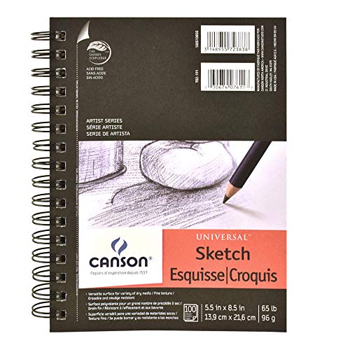 Canson 100510850 Pro-Art Artist Series Universal Sketch Pad, 5.5" x 8.5" Side Wire - size: 5.5" x 8.5" (1 Pack), style: 5.5" x 8.5" Side Wire