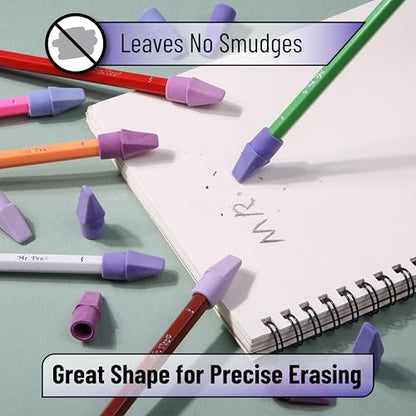 Mr. Pen- Pencil Top Erasers, 120 Pack, 6 Different Purple Shade Colors | Latex-Free & No Smudge Pencil Eraser Tops - color: Purple Shades, size: 120 Pack
