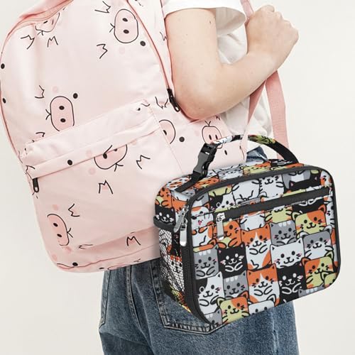 Kids Lunch Box for Boys Girls Lunch Bag Insulated Durable Lunchbox Children Lunch Tote Bag for School Cat - color: Cat