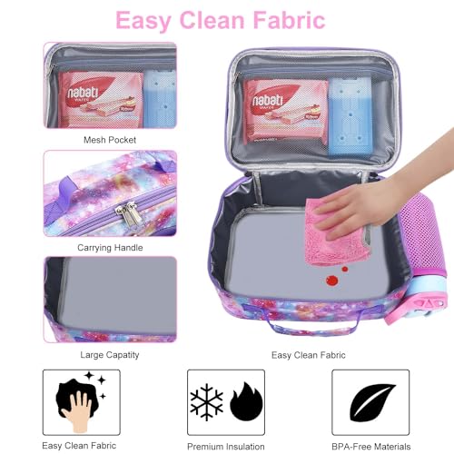 RHCPFOVR Kids Lunch Bag - Insulated Lunch Box for Boys Girls,Washable Lunch Bag and Reusable Toddler Leak-proof Lunchbox for School and Daycare - color: Galaxy