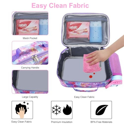 RHCPFOVR Kids Lunch Bag - Insulated Lunch Box for Boys Girls,Washable Lunch Bag and Reusable Toddler Leak-proof Lunchbox for School and Daycare - color: Galaxy