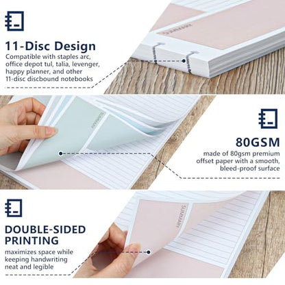 200 Sheet 11-Disc Cornell Notes Loose Leaf Paper 8.5×11 Inch for Discbound Planner Letter Size College Ruled Cornell Note Notebook 9/32" Spacing Note-Taking System Filler Paper for School Office 80gsm - size: Letter Size-11-Disc