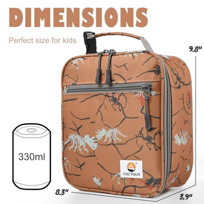 CaCTOUR Lunch Box Kids,Premium Insulated Lunch Bag for Girls Boys,Soft Bag Mini Cooler Back to School Thermal Reusable Lunch Bag for Work School Picnic (Brown Dino) - color: C-Brown Dino
