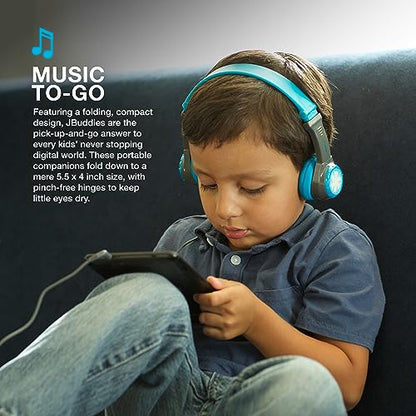 JLab JBuddies Folding Kids Wired Headphones with Volume limiting and Noise Isolation, Gray/Blue - color: Blue/Gray, style: Folding