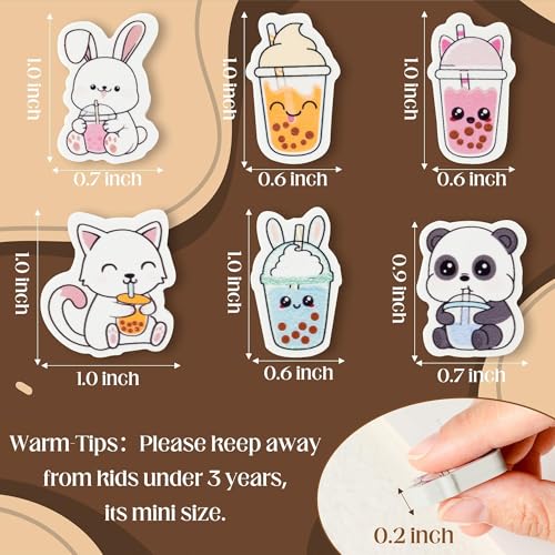 Bubble Tea Mini Eraser for Kids Bulk Back to School Gifts 60Pcs Cute Kawaii Panda Rabbit Cat Boba Cup Pencils Erasers 3D Desk Puzzle Supplies for Student Classroom Prizes Birthday Party Favor - style: Bubble Tea
