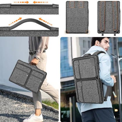 Hseok Laptop Case 15 15.6 16 inch Sleeve with Handle and Hidden Straps,Compatible with MacBook Neo 16",MacBook Pro Air 16" 15", 360°Protective PC Briefcase with 4 Pockets for Accessories,Grass ash - color: Grass Ash