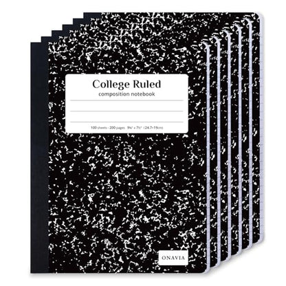 ONAVIA Composition Notebook College Ruled 6 Pack, 200 Pages (100 Sheets), 9-3/4 x 7-1/2, Black Marble Composition Books Bulk, Notebooks for School, Work, Office, Durable Comp Book, School Supplies | 100 ct, 9.75 x 7.5 in, Durable Comp Book, School Noteboo