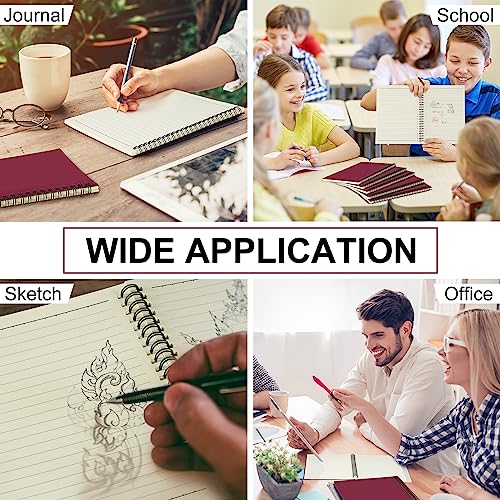 Yahenda 18 Pcs Spiral Notebooks Bulk, A5 8.3 x 5.5 Inch College Ruled Lined Notebooks, 100 Pages Soft Cover Journals for Students Classroom Office Back to School Supplies (Wine Red) - color: Wine Red