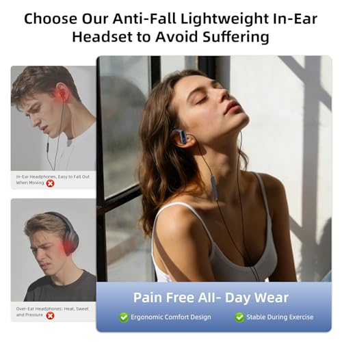 Wired Headphone 3.5mm Over Ear Buds for Chormebook Laptop PC,HD Mic HiFi Stereo in-Ear Noise Isolation Wired Earbuds,3.5mm Jack Earphone with Ear Hook for Samsung A15 Corded Headset for Moto G Stylus