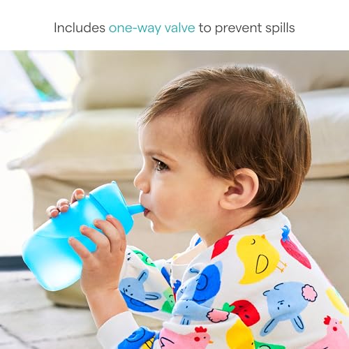 Munchkin Simple Clean Straw Cups for Toddlers 1-3, with Peel Open Straw for Easy Cleaning, Spill Proof Sippy Cup for Kids 12+ Months, 10 Ounce, 2 Pack, Pink/Blue - size: 2 Count (Pack of 1), style: 2pk, Pink/Blue