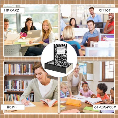 Fainne 12 Pack A5 Composition Notebooks Bulk College Ruled Composition Notebook College Ruled Notebooks Marble Covers Notebook for Student Classroom Office Supplies 8.2 x 5.5(Black) - color: Black