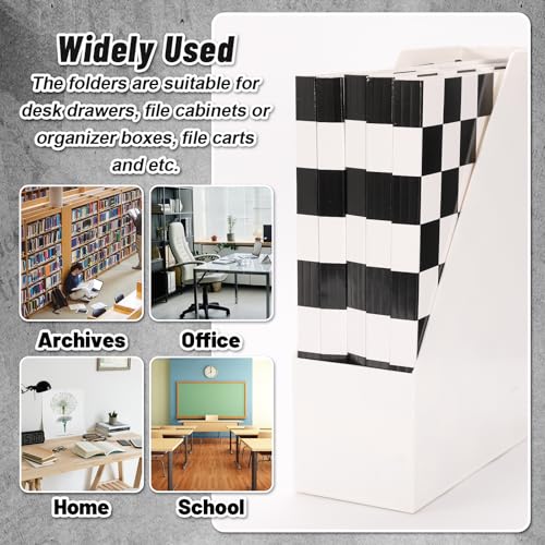 Whaline 24 Pack Checkered File Folders Letter Size Black White Buffalo Plaid File Pockets with 1/3 Cut Tab for Home Office Classroom Supplies, 8.9 x 11.6 Inch - style: Checkered
