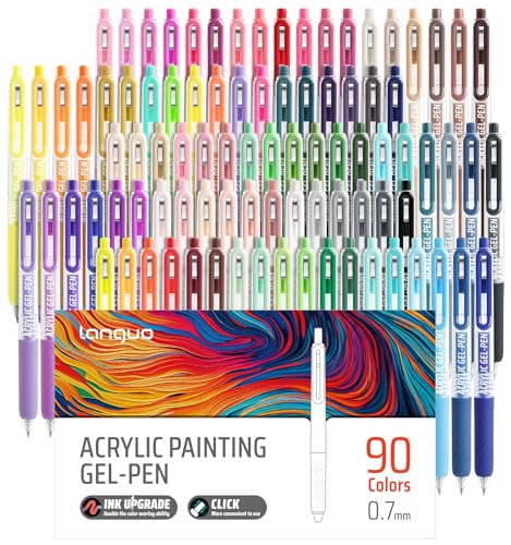 Acrylic Gel Pens For Coloring, 90 Colors Retractable Colored Pens for Black Paper & White Paper, 0.7mm Fine Point Colorful Pens for Coloring, Writing, Drawing, Journaling, Note Taking, Office, Home - color: 90PCS-Gift Set