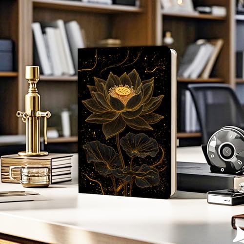 Lovdazzles Pretty Leather Lined Journal Lotus Notebook 200 Pages A5 Ruled, Meditation Yoga Spiritual Inspirational Planner Notebook Journal Gifts for Women Birthday Christmas (5.8 x 8.3) - color: Multi 1711
