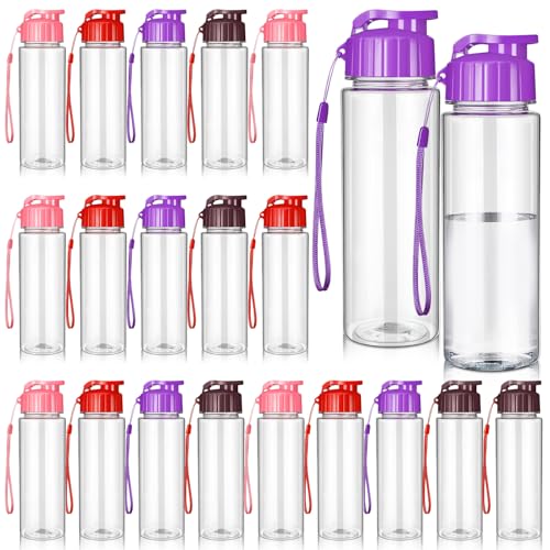 Mifoci 20 Pieces Water Bottle Bulk 17 oz Plastic Water Bottles Bulk Gym Sports Adults Reusable Large Bottles with Leak Proof Flip Top for Party Outdoor (Vibrant Color) - color: Vibrant Color