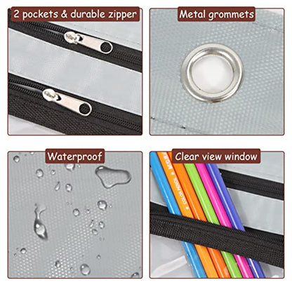 YoeeJob 1 Pack Pencil Pouch for 3 Ring Binder, Expandable Binder Pouches with Zipper, Large Capacity Pen Holder Case with Clear Window School Class Office Organizers, Grey - color: Grey