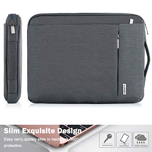 LANDICI 360° Protective Laptop Sleeve 13-14 Inch, Computer Bag Carrying Case for MacBook Air 13 M1/M2, MacBook Pro 13/14, Chromebook 14, Slim, Shockproof, Waterproof, Grey - color: Grey, size: 13-14 Inch