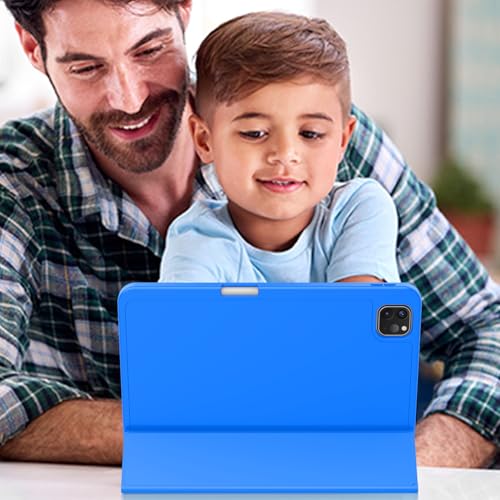 ZryXal iPad Pro 11 Inch Case (M5) 2025/ (M4) 2024 (Model: A2836/A2837/A3006), Trifold Stand Smart Cover with Pencil Holder and Soft TPU Back, Auto Wake/Sleep (Medium Blue) - color: Medium Blue