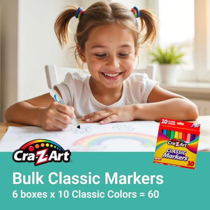 Cra-Z-Art Bulk Classic Markers - 6 Packs of 10 Count Broadline (Non-Washable) Markers - size: 10 Count (Pack of 6)