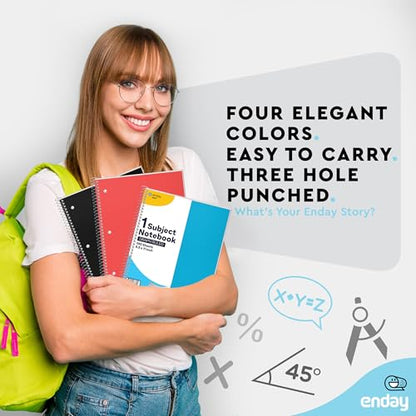 Enday Graph Paper Notebook 8.5 x 11 with Plastic Cover (3 Pack) Blue, Red, and Black Grid Notebook, Graph paper spiral notebook, 4 Squares per inch Grid paper notebook, White Paper Quad Ruled Spiral - color: Red-Black-Blue