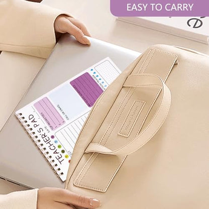 Teacher To Do List Notepad, 8.3x5.8 Inch Teacher Notepad, Spiral Checklist Notebook for Class Schedules, Daily Planner, School Tasks and Goal Setting (Purple) - color: Purple
