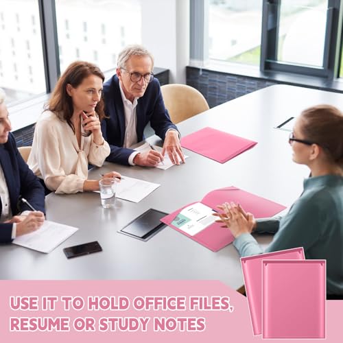 Henoyso 60 Pack Plastic Folders with Clear Front Pockets Bulk Heavy Duty File Folders with 2 Pockets and Card Slot for Student Teacher Back to School Supplies Office Presentation (Light Pink) - color: Light Pink