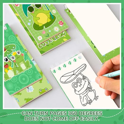 Lcnjscgo 24 Pcs Frog Mini Spiral Notebooks Frog Pocket Notepads Journal Memo Pads for Frog Birthday Party Favors Gifts Goodie Bag Office School Classroom Rewards