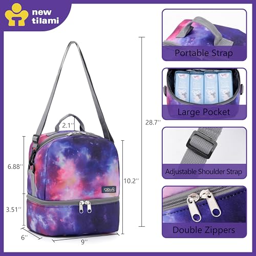 NEW TILAMI Kids Lunch Bag Double Insulated for tilami Rolling Backpack Girls Boys forTravel School Picnic, Galaxy Purple Blend - color: Galaxy Purple Blend