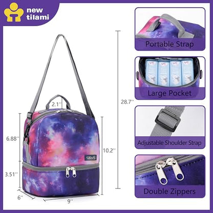 NEW TILAMI Kids Lunch Bag Double Insulated for tilami Rolling Backpack Girls Boys forTravel School Picnic, Galaxy Purple Blend - color: Galaxy Purple Blend