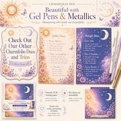 Charmfolio Duo Rainy City & Rainy Nature Binder Paper, 80 College Ruled Sheets, 8.5 x 11 3 Hole Punched Loose Leaf Stationery, Back to School Basics, Backpack Essentials for Besties