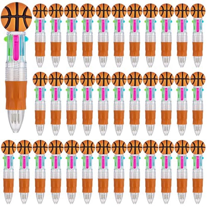 36Pcs 4-in-1 Basketball Mini Multicolor Ballpoint Pens | Cute Retractable Pen Bulk for Birthday Party Classroom Student Prizes Teacher Rewards - style: BasketballMulticolorPens36Pcs