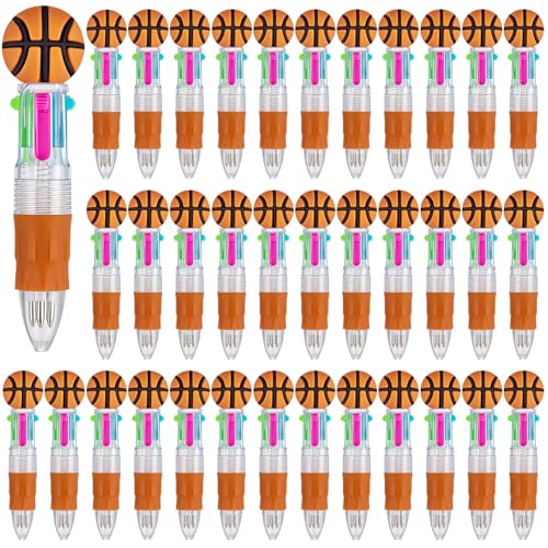 36Pcs 4-in-1 Basketball Mini Multicolor Ballpoint Pens | Cute Retractable Pen Bulk for Birthday Party Classroom Student Prizes Teacher Rewards - style: BasketballMulticolorPens36Pcs