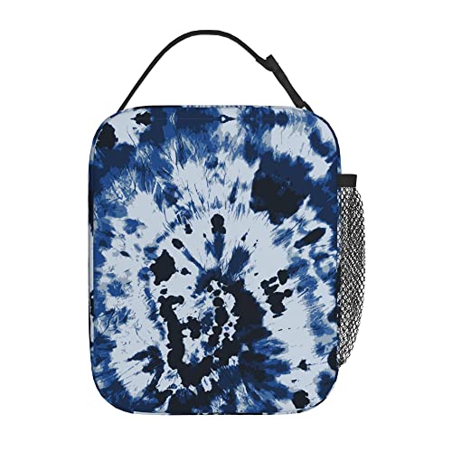 Blue Tie Dye Lunch Bags For Men Women Boys Girls Reusable Tote Lunch Bags For Office Work School Picnic Camping Thermal Insulation And Cold Preservation - color: Blue Tie Dye