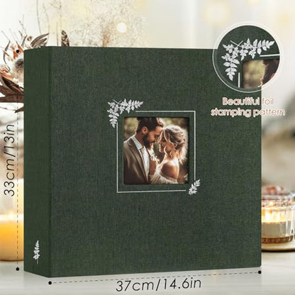 Lanpn Scrapbook Photo Album 12x12, Linen Window Design Cover Top Load 3 Ring Folder Binder Photobook Photo Book 12 x 12 inch with 30 Plastic Sleeves 60 Pages Green - color: Green, size: 12x12"