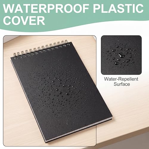 Engrowtic 2 Pack Graph Paper Spiral Notepad A5 Top Wirebound Notepad Grid Notebook Steno Pad Memo Notebook Grid Paper 140 Pages for Writing Sketching Drawing Office Supply (Black Plastic Cover) - color: Black Plastic Cover
