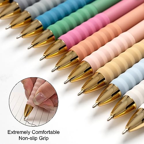 Aisibeiger Ballpoint Pens Black Ink Ball Point Pen with Super Soft Grip Medium Point 1.0mm Office Pens (Gold 12-count) - color: Gold 12-count