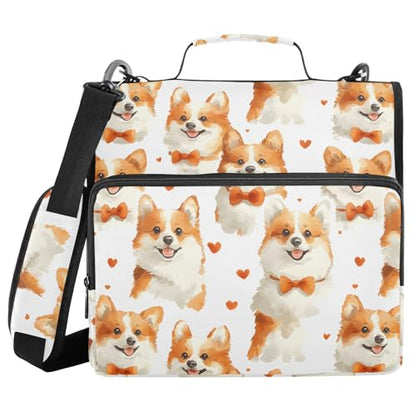 3 Ring Zipper Binder Funny Cartoon Dog Binders Bag with Shoulder Strap 500 Sheets Paper Organizer Trapper Keeper Documents Storage File Folder for School Office - color: A108