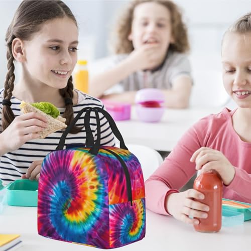 Tie Dye Lunch Box - Insulated Lunch Bags for Kids Boys Girls Reusable Lunch Tote Bags, Perfect for School/Camping/Hiking/Picnic/Beach/Travel - color: Tie Dye