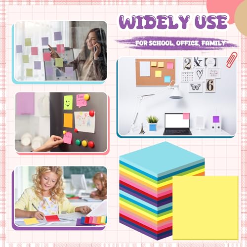 Zubebe 200 Pads 3 x 3 Inch Sticky Notes Bulk, Bright Colors Notepads Self Stick Note Square Memo Sticky for Office Back to School, 45 Sheets/pad - size: 3 × 3 Inch