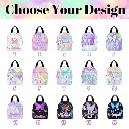 Custom Girl Backpacks Colorful Butterfly Beautiful Girl Book Bags with Name Girls Backpack Lunch Bag for Girls Personalized Shoulder Bags School Backpacks School Season - color: Color 07