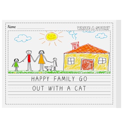 Eaasty 100 Sheets Story Writing Paper Bulk Handwriting Practice Paper for Kids Diary with Picture Story Space and Dotted Lines 11x8.5" Primary Composition Notebooks for Kindergarten Toddlers